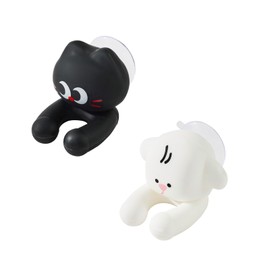 2 PCS Kids' Bathroom Toothbrush Holder,Suction Mount Silicone Toothbrush Holder,Cute Cartoon Cat and Dog Design, Perfect for Kids and Families