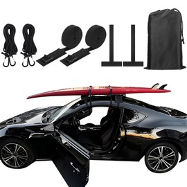 Universal Soft Roof Rack Pads - Luggage Carrier System with Kayak/Surfboard/SUP/Canoe Compatibility | Includes 2 Tie-Downs, 2 Quick Loop Straps, and Storage Bag (l)