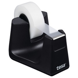 tesa 53907-00000-00 Tischabroller Easy Cut Smart, inklusiv 1 Rolle matt-unsichtbar, 33 m x 19 mm, schwarz