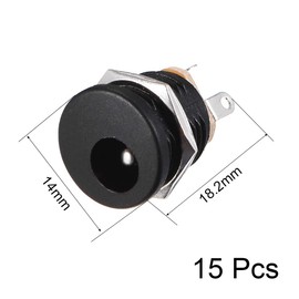 sourcing map DC-022 5.5mmx2.1mm DC Power Jack Socket 3 Pin Female Panel Mount Connector 15pcs