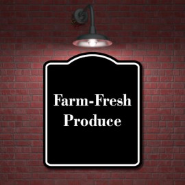 Farm Fresh Produce BLACK Aluminum Composite Sign 8.5''x10''