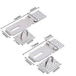 2 Sets Heavy Duty 304 Stainless Steel Hasp Staple with Screws, nuumee Padlock Hasp Door Clasp, Shed Locks and Latches, Security Gate Hasp and Staple Lock for Doors, 3 inches 4 inches