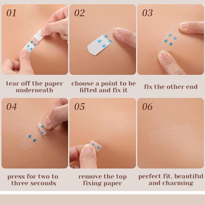 KUMSODE Pack of 80 Lifting Stripes Invisible Facelift Stickers for