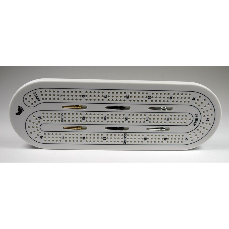 Premium Quality Solid Corian 3 Player Cribbage Board with 6