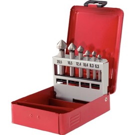 KS Tools 336.0406 HSS Taper and Deburring Countersink Set, Sheet Steel Cassette 6 Pieces
