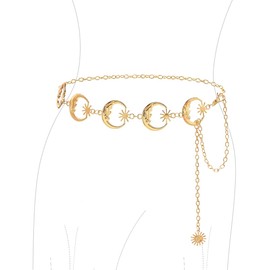 Waist Chain, Moon Sun Metal Chain Belt, Adjustable Chain Belt, Vintage Women's Belt Body Jewellery, Metal