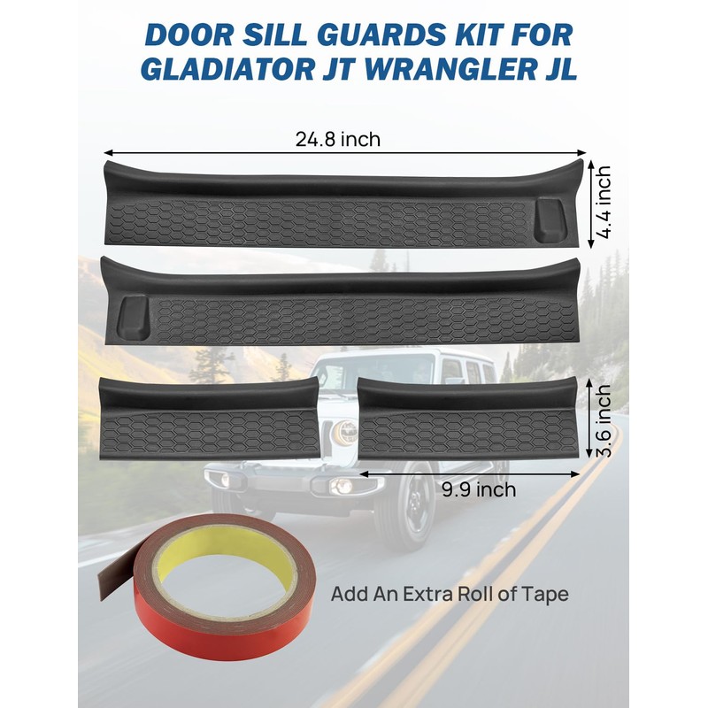 JOYTUTUS Door Sill Guards Compatible with Gladiator JT Wrangler JL