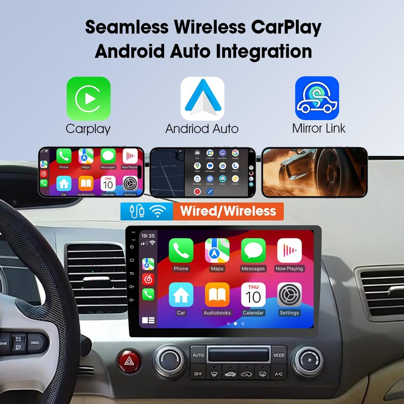 Haudio Android 13 Car Stereo with Wireless CarPlay and Android