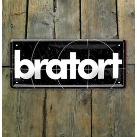 schilderkreis24 Tin Sign Funny Saying "Bratort" Decorative Sign Metal Sign BBQ Grill Gift Idea Funny Gift Birthday Christmas for Garden Patio Balcony Kitchen 28 x 12 cm