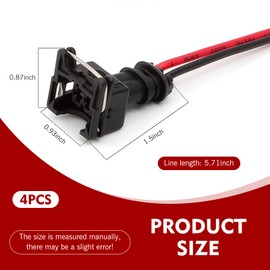 Dogary 4 PCS CSpecification Fuel Injector Wiring Harness, Copper Core Plug, with Extended Tail Wiring Harness, Universal for Most Cars (Black)