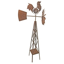 Red Carpet Studios 34265 Metal Rustic Windmill, Medium Rooster