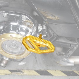 NICECNC Gold Rear Enlarged Passenger Footboard Aluminum Foot Pegs Compatible with Harley Road King Special FLHRXS 2017-2024, Replacement for 50208-04, See Fitments
