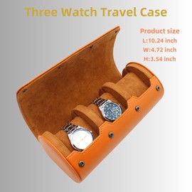 Watch Travel Case Portable Organizer - Luxury Watch Roll Travel Box Recycled Leather Watch Storage and Display for Men and Women (WCASE-3-BROWN)