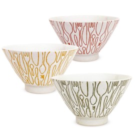J-kitchens Shozan Kiln Rice Bowl, Set of 3, Diameter 4.3 inches (11 cm), Height 2.6 inches (6.5 cm), Kohiki Cutlery, Hasami Ware, Made in Japan