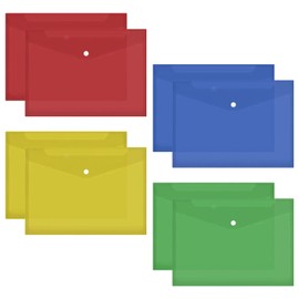 Pack of 8 A4 Document Folders, Document Folder, Transparent Pocket, Document Folder A4 for Filing, Document Folders, Corner Folder A4 for Document Organising