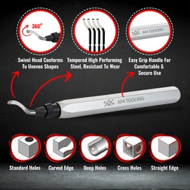 AFA Tooling Deburring Tool, 11 Blades, Silver CNC Anodized Aluminum Handle