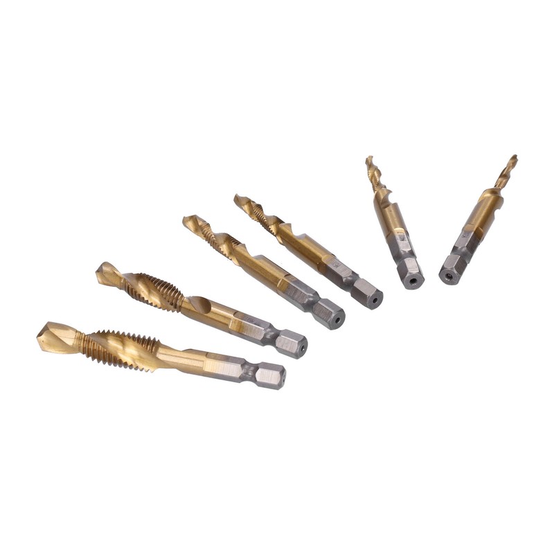6Pcs Hex Shank Drill High Speed Steel Tap Chamfer Spiral