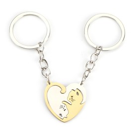 2 Pcs Golden and White Matching Puzzle Cat Couples Keychain,Cute Cat Couple Keychains,Matching Keychains for Couples to Express Love and Affection,Unique Keychains for Cat Lovers,Couple Gifts Keychain