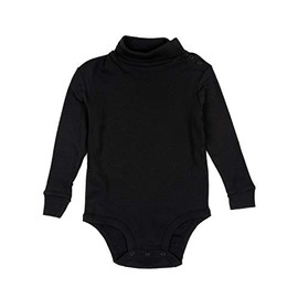 Leveret Long Sleeve Baby Boys Girls Bodysuit Turtleneck 100% Cotton (Size 6 Months-2 Toddler) (Black, 18 Months)