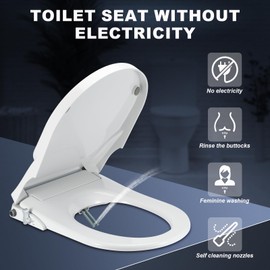 AONAGA Non-Electric SpaLet Bidet Seat With Manual Operation with Self-Cleaning, Slow-Close Lid, White (AZZ-001-D)