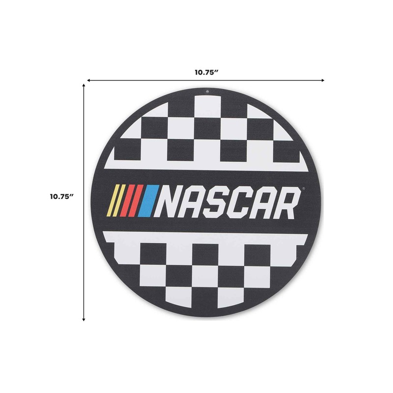NASCAR Checkered Round Metal Sign - Fun NASCAR Wall Decor