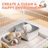 Essenhome Large Stainless Steel Rabbit Litter Box with Handle -