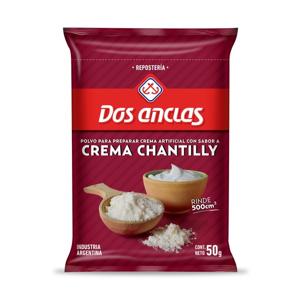 Dos Anclas Crema Chantilly Powder Ready To Make Chantilly Cream, 50 g / 0.88 oz pouch for 500 ml