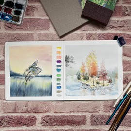 tumuarta Square Watercolor Journal, 300 GSM, 25% Cotton, 21x21 cm, Cold Press, 24 Sheets, Acid Free, Micro-Perforated, Watercolor Paper Notebooks for Use As Travel Sketchbook and Mixed Med (Grey)