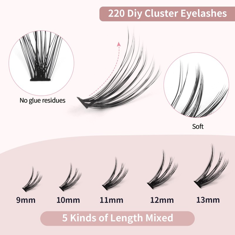 MAGEFY MAGEFY 220 pcs Cluster Lashes 30D 0.07C Eyelash Clusters