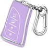 Kirsnda key fob cover case compatible with lexus 2023 2024 2025 ES250 ES300h RX350 NX250 NX350 GX550 LC LS TX ect new Smart Remote Key TPU Protection Key Case (Silver Purple)