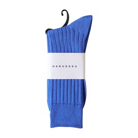 Harusaku Men's Classic Rib Socks, 1 Pair Set, Made in Japan, Formal, Business, Casual, Sports, Cotton, All Year Round, Lapis Lazuli (Blue)