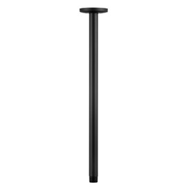 OFFO Brazo de ducha con brida, brazo recto de 16 pulgadas de montaje en techo de repuesto para cabezal de ducha de lluvia, montado en techo para cabezal de ducha fijo y lluvia de alta presión, negro