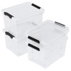 Morcte 4-Pack Clear Plastic Storage Box with Lid and Wheel,