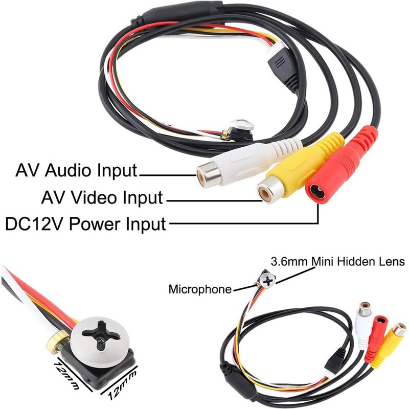 CNDST HD 1000TVL 3.6mm 90 Degree Small Portable Wired CCTV