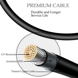 Cerkkapo Solar Cable Y Splitter Plug, 1 Pair Y Connector MMF FFM for MC4, 4 mm² PV Y Cable for MC4, Y Cable for MC4, Y Plug Solar Y Distributor Waterproof for Solar Systems PV Systems
