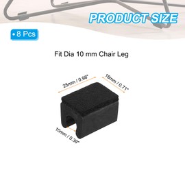 PATIKIL 8 Pcs Rectangular U Shaped Chair Leg Caps with Felt Pads Smooth Sliding Furniture Feet Floor No Scratch Noise Protector Fits 10mm Diameter Legs Blacks
