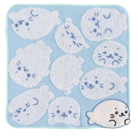 Shirotan Towel Handkerchief, White Batan Applique (Blue) Women's Character Hand Towel, Approx. 9.8 inches (25 cm), 000728-0001-01, blue