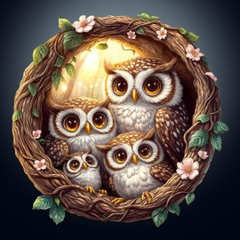Wooden Puzzles for Adults 190 Pices, 3D Owl Family Wooden Jigsaw Puzzle, Owl Family Irregular Jigsaw Puzzles, Flat Puzzels with 3D Visual Effect, Finished Size is 11.4 * 11.3in