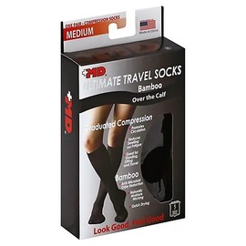 +MD 3 Pack +MD Ultimate Travel Socks Bamboo Over the Calf Compression MEDIUM
