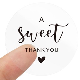 joycraft 2 Inch Sweet Thank You Stickers, 120Pcs Thank You Party Favor Labels Stickers, Clear Black Envelope Seals, Round Gift Sticker for Bags, DIY Craft, Small Business