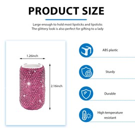 DXNQ Upright Car Chapstick Holder, Bling Strong Adhesive Upright Lipstick Organizer Vehicle Lip Balm Holder, Sparkling Rhinestone Auto Interior Insulating Lip Balm Mount for Women (Pink)