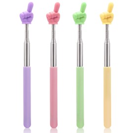 4pcs Telescopic Pointer Rods for Teachers, Retractable Hand Whiteboard Pointer Finger Extendable Pointer Stick for Speaker Presentation Classroom Office (4 Colours)