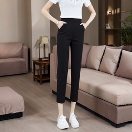 Women's Capri Yoga Pants - New 2025 Summer Thin Elastic Waist Leggings Octave M Recommended 3.00 Kg-52.50 Kg / Black Cropped Thin 5ea