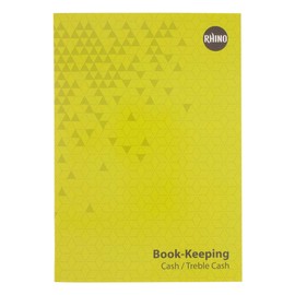 Rhino A4 Book keeping book 32 pages ruled accounts treble cash on 8mm on reverse