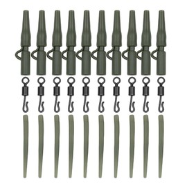 Carp Fishing Lead Clips and Tail Rubbers Tackle Set,40pcs Complete Rig Kit with Anti-Tangle Sleeves and Quick Change Swivels for Carp Anglers, End Tackle Accessories for Safe
