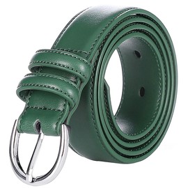 Falari Women Genuine Leather Belt Fashion Dress Belt With Single Prong Buckle 6028-DarkGreen-S