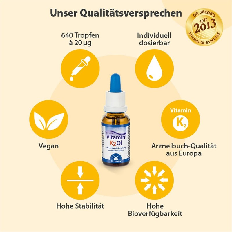 Dr. Jacob's Vitamin K2 Öl Tropfen 20 ml (vegan, K2