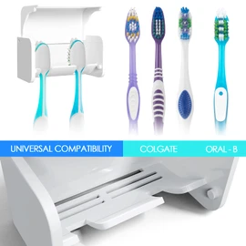 2 Pcs Toothbrush Holder Wall Mounted with Cover for Bathroom, 2 Slots Toothbrush Storage Organizer for Shower, Self Adhesive Toothbrush Hanger Rack for Dorm, Cabinet