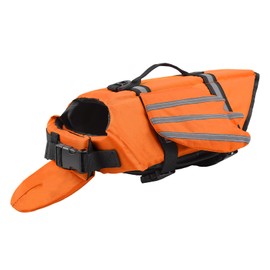 Surblue Dog Life Jackets, Dog Life Vests for Swimming, Beach Boating with High Buoyancy, Puppy Life Vests for Swimming for Small Medium Large Dogs, Orange, S