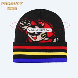 MAJEQZGY Mario Beanie Straw Hat Knitted Hat Mario Winter Beanie Hats Soft Ski Hat Wool Hat Gift for Children Aged 3-6 Years, Red People